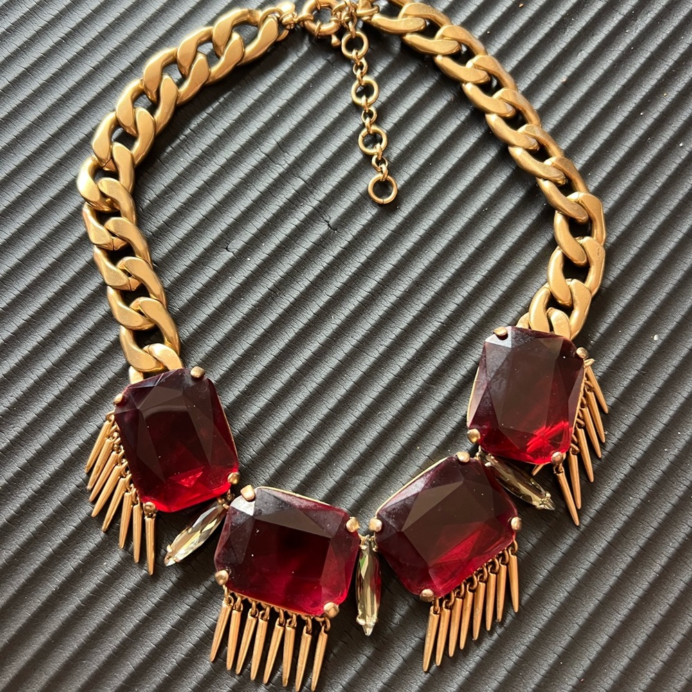 JCrew Gold and Ruby Statement Necklace